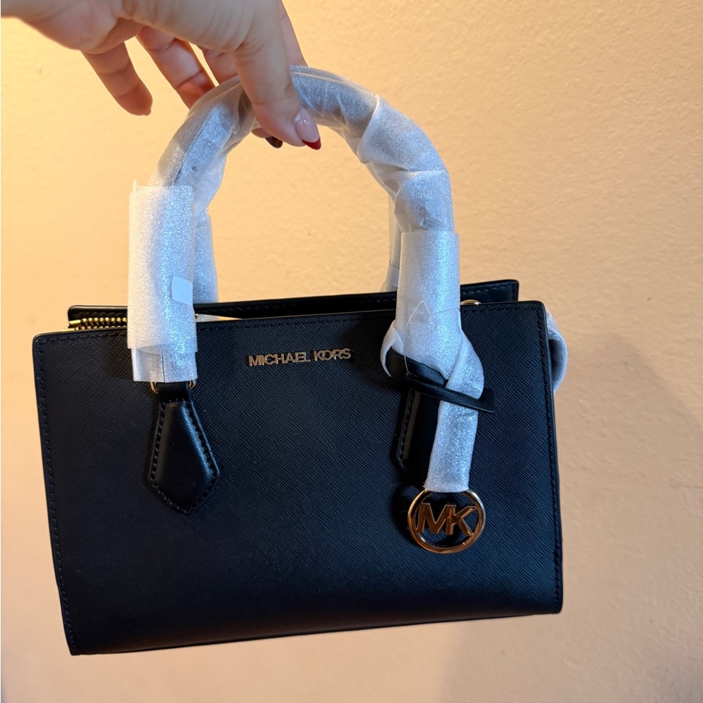 Michael Kors Elegant Black Mini Bag with Gold Details